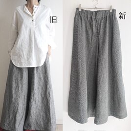 new コットンリネン千鳥柄のワイドパンツ No.362の画像
