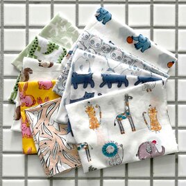 インド ブロックプリント生地 ミニカットクロス10枚セット*アニマル*vol.08 ファブリック はぎれ 端切れ IF0170