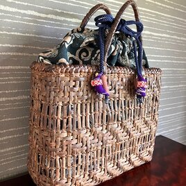 葡萄ツルの籠　巾着 【送料無料】の画像