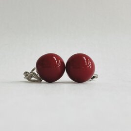樹脂ビーズスリークォーターイヤリング/約13mm/RED/made in japanの画像