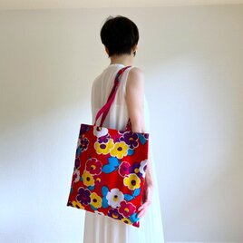 ラフバッグレギュラーサイズ　レトロフラワー　ピンク