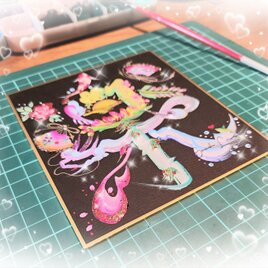 花文字『楽』色紙小サイズ