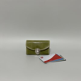 たつのレザーmini mini長財布◆オリーブ　革財布　手のひらsize カード入れ　小さい財布　新作