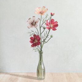 コスモスのインテリアフラワー｜透明感で秋を彩るディップフラワーの造花（3本セット）
