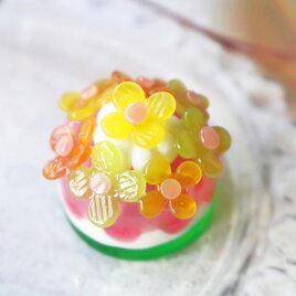 ガラスのミニチュア　シトラス系フラワーケーキ　★ガラスのミニチュア洋菓子店★