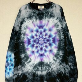 タイダイ 長袖 Tシャツ Lサイズ 曼荼羅模様 ブラック ムラ染め　 HD24-45の画像