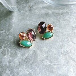 YN40-【 NAPIER 】ネイピア・ヴィンテージイヤリング Purple Pink Mint Greenの画像