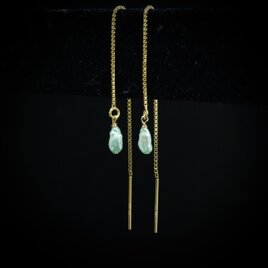 淡水パールのスレッダーピアス5x3mm