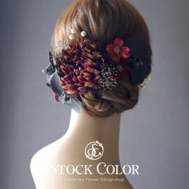 胡蝶蘭とマムのヘッドドレス ヘアアクセサリー 髪飾り＊ウェディング 成人式 白無垢 和装 袴 卒業式の画像