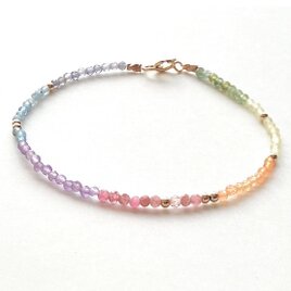 天然石 なないろ*ジュエルブレスレット（K14GF・レインボー）