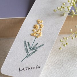 紙刺しゅう しおり ミモザ