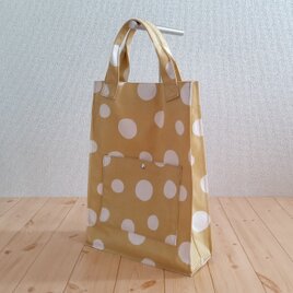 【在庫処分SALE40%OFF】A4対応☆ペーパーバッグ型トートバッグ　紙袋型　ドット/水玉模様帆布　マスタード　　303　