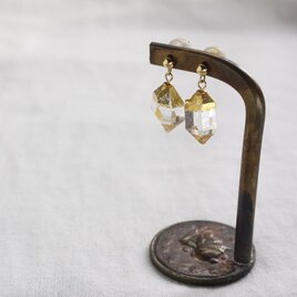 【Reserved】追加加工ご注文ページ　"漆塗り"ハーキマーダイヤモンドの"木の実"ピアスの画像