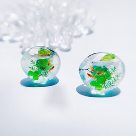 涼音のピアス – メダカと水草　サージカルステンレス　金属アレルギー対応の画像