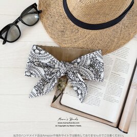 おしゃれな 大人の モロッコスタイル 刺繍 モノトーン 綿 夏 保冷剤 冬 カイロ ネッククーラー スカーフの画像