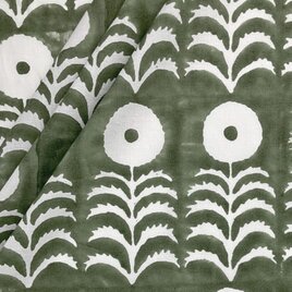 インド ブロックプリント生地 [50cm単位切売] ビッグフラワー ブルー ファブリック 花 IF0307の画像