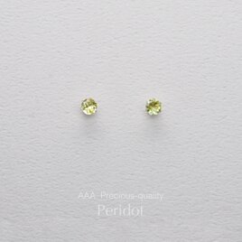 つけっぱなしOK! ペリドット スタッドピアス AAA サージカルステンレス 金属アレルギー K18仕上げ 誕生日プレゼントの画像