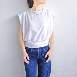 ２サイズ　ノースリーブフェミニンTシャツ（ホワイト）の画像