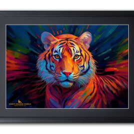 【額付AIアート/A3ノビ】COLORFUL TIGER（カラフルな虎）の画像