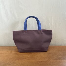トートバッグ浅型✴︎あずき色×ロイヤルブルー✴︎二重底