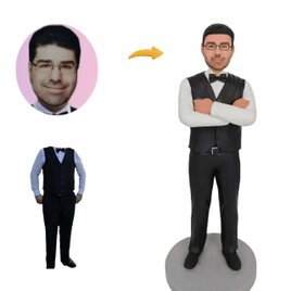 オーダーメイド 似顔絵 フィギュア 男性|写真 から フィギュア|自分の人形を作る|名入れギフト 上司 誕生日 退職のコピーの画像