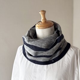 さらふわ ラミー麻のねじりリバーシブルスヌード Gray/Navyの画像