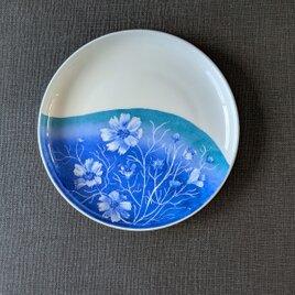 コスモスの青い中皿