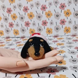ダックスフンド　ハート肉球ピンクの服　 餌付き　羊毛フェルトの画像