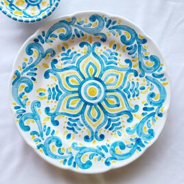 丸皿 26cm マヨリカ焼き イタリア陶器 リゾート気分 GEO060