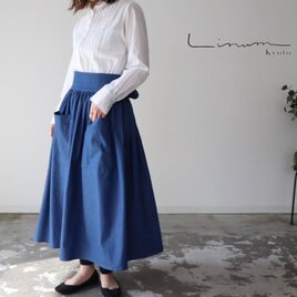 6オンスくったり柔らか岡山児島産ソフトデニムのエプロンスカート【ブルー】