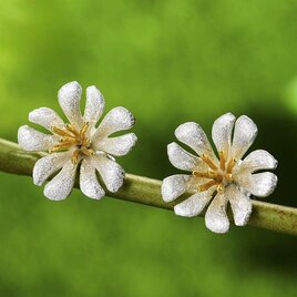 シレネアルメリアの花のピアス - 繊細で美しい花びらを忠実に再現する　P193の画像