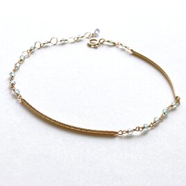 天然石・アパタイト×イエローゴールドバー* ブレスレット（K14GF）