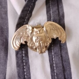 真鍮ブラス製=ゴールド　梟/フクロウ型シャツボタンカバー　結婚、成人式、古着ファッションにの画像