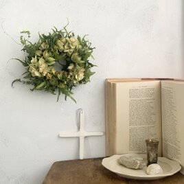 季節の花　ホオズキとシノブのシンプルリース