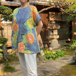 着物リメイクギャザワンピース 着物リメイク 浴衣地のギャザーワンピース | iichi 日々の暮らし