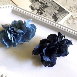 紫陽花のポニーフック ■ 柔らかデニムの紫陽花 ■ 2色展開　ライトブルー/ブルー