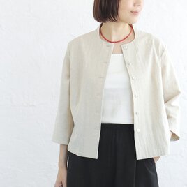 凛とした大人の装いに 桐七炊きコットンリネン はおりジャケット（生成り）CO12