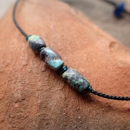 アンティーク　古代ターコイズ　灰・水色　＋　インドパシフィックビーズ　ブレスレット　千世 chitoseの画像