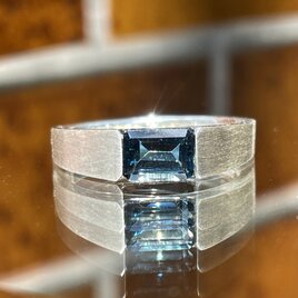 ロンドン　ブルートパーズ　5×7　オクタゴン　印台　シルバーSV925リングの画像