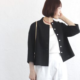 凛とした大人の装いに 桐七炊きコットンリネン はおりジャケット（ブラック）CO12