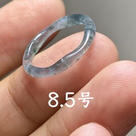 L13-55 ピンキーリング 高氷種 竹節 リング 水色飃青花 8.5号 グアテマラ産 A貨 本翡翠 くりぬき