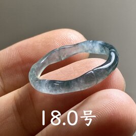 L13-60 竹節 リング 高氷種 青水色 18.0号 グアテマラ産 A貨 本翡翠 くりぬき