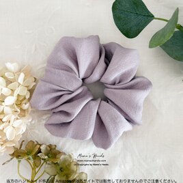 ラベンダー のきらめき☆ ふんわり 大人の すみれ 淡紫 パフ シュシュ ヘアゴム