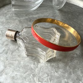 BT7-【 TRIFARI 】トリファリ・ヴィンテージブレスレット 1960s Gold Tone Red Enamel
