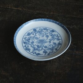 エレガントな花とリーフ◆時代印判中皿　骨董・antiques　古道具　古民家　丁寧な暮らしに。明治期〜大正期