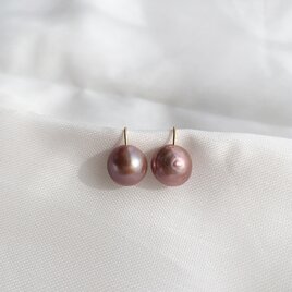 一点もの【K14GF】大粒エジソンピンクバロックパール フックピアス