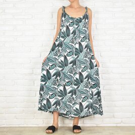 大人の夏に♪さらりと涼感！ボタニカル柄キャミソールワンピース