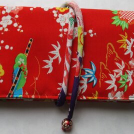 ８３２４　花柄の着物で作った和風財布・ポーチ＃送料無料