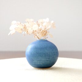 紺碧の釉薬 ころんと丸い一輪挿し