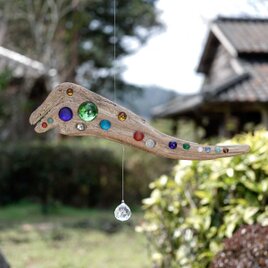 お部屋の中に太陽を　 流木とサンキャッチャー&モビール　窓の装飾 　ガラス玉　クリスタルプリズム　ビーチスタイル　５２